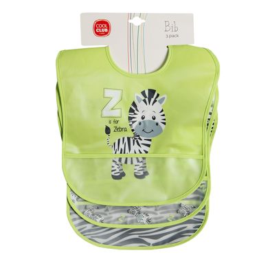 Cool Club, Śliniak dziecięcy z kieszonką, zebra, zestaw, 3 szt.