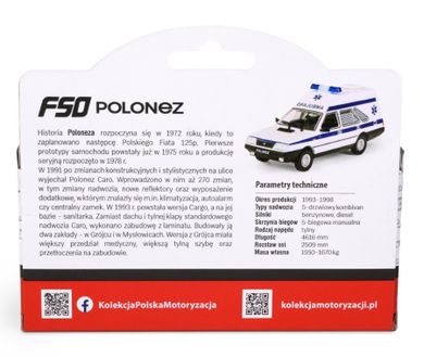 Daffi, Kolekcja Polskiej Motoryzacji, FSO Polonez Cargo Ambulans, pojazd, model metalowy, 1:43