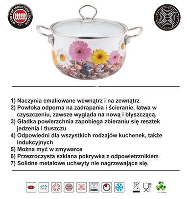 Edenberg, garnki emaliowane, rose, 8 elementów