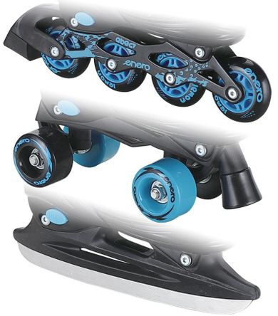 Enero, łyżworolki wrotki łyżwy, 3w1, black-blue, rozmiar 30-33