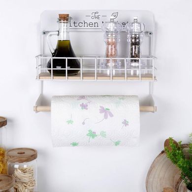 Excellent Houseware, wieszak na ręcznik papierowy z półką, metalowy biały