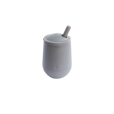 EZPZ, silikonowy kubeczek ze słomką Mini Cup + Straw Training System, 120 ml, szary