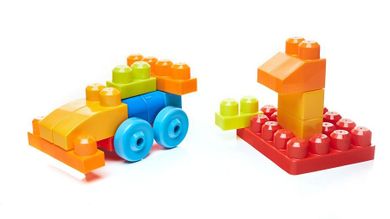 Fisher-Price, Mega Bloks, Mobilna walizeczka z klockami, 16 elementów