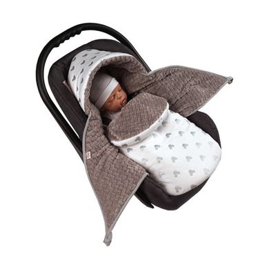 Glück Fashion, wielofunkcyjny śpiworek do fotelika, minky, szary, 75-35 cm
