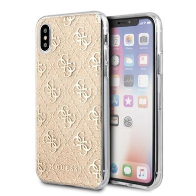 Guess, etui ochronne Hard Case 4G Glitter do iPhone X/ iPhone XS GUHCPXPCU4GLGO, złote