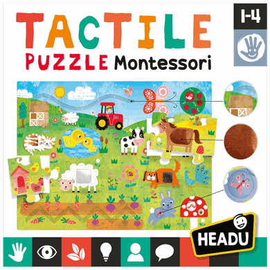 Headu, Montessori, puzzle sensoryczne, 21 elementów