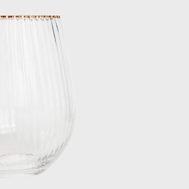 Homla, Lynn, szklanka, ryflowana transparentna ze złotym rantem, 0,55 l