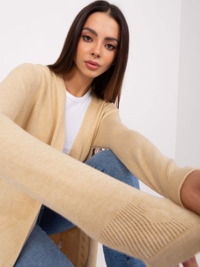 Kardigan damski, beżowy, Italy Moda