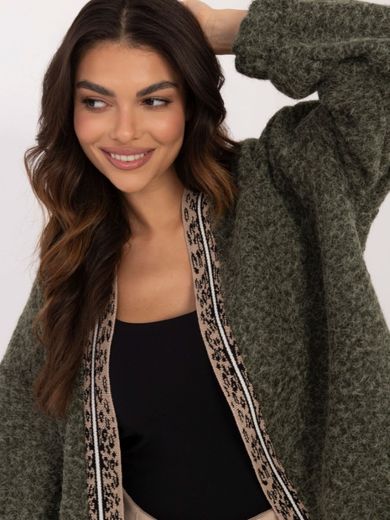 Kardigan damski, khaki, Italy Moda