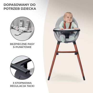Kinderkraft, Fini, krzesełko do karmienia, 2w1, Full Grey