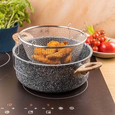 Kinghoff, garnek marmurowy z koszem do smażenia, 4l, kh-1985