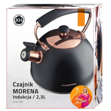 Könighoffer, Morena, czajnik, indukcja, czarny, różowe złoto, 2,3 l