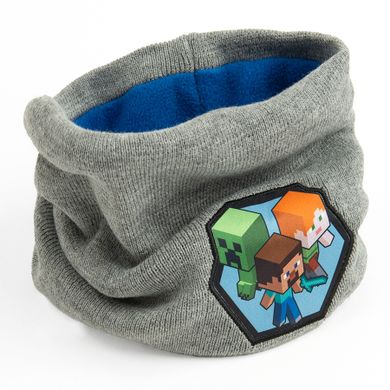 Komplet chłopięcy, Czapka z pomponem, Komin, szary, Minecraft