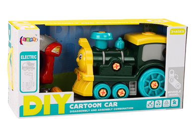 Lean Toys, lokomotywa kreskówkowa, pojazd do skręcania, zielona