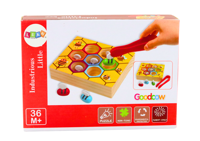 Lean Toys, plaster miodu, sorter pszczółek, drewniana gra zręcznościowa