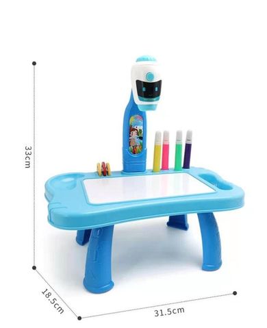Lean Toys, robot, stolik z projektorem, niebieski
