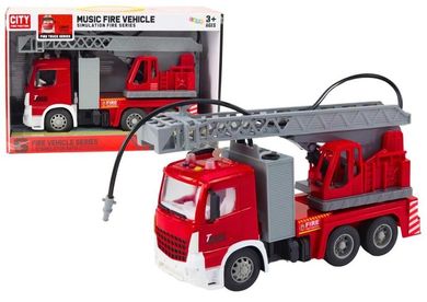 Lean Toys, straż pożarna z wysięgnikiem, pojazd interaktywny z napędem