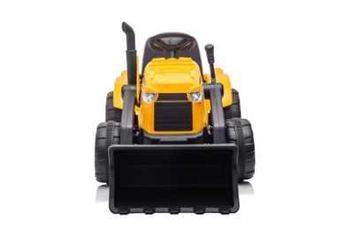 Lean Toys, traktor z przyczepą, pojazd na akumulator, żółty, S617