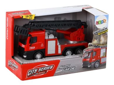 Lean Toys, wóz strażacki z wysuwaną drabiną, czerwony