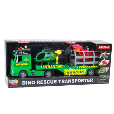 Lean Toys, zestaw pojazdów ratunkowych z dinozaurem, interaktywny