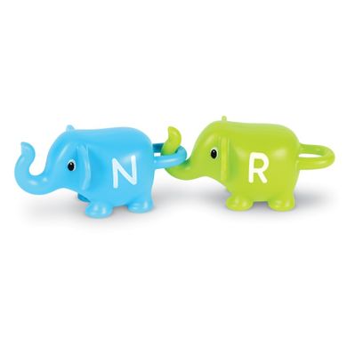 Learning Resources, Snap & Learn, Słonie ABC, figurki do nauki liter i poznawania kolorów, zestaw edukacyjny, 26 szt.