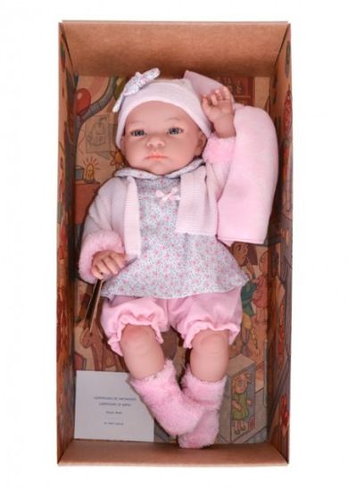 Magik Baby, hiszpańska lalka bobas w różowym sweterku, Jenny, 45 cm