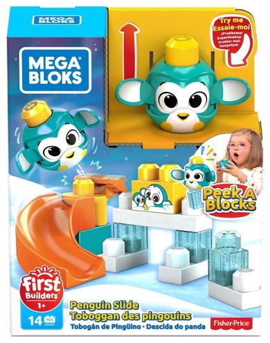 Mega Bloks, Klocki A kuku, zjeżdżalnia i pingwinek, zabawka dla maluchów