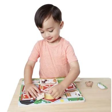 Melissa & Doug, Magnetic Farm Hide & Seek Board, puzzle magnetyczne