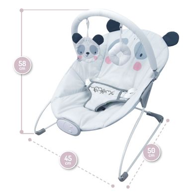 MoMi, Glossy, leżaczek bujaczek z wibracją, panda, 0-6m