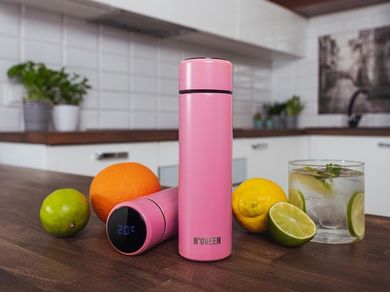 N'oveen, butelka termiczna LED, Pink Mat, 280 ml