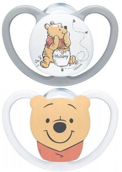Nuk, Kubuś Puchatek, Space, smoczek uspokajający, silikonowy, 0-6m, 2 szt.