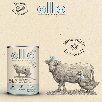 Ollo, Puppy Umami, mokra karma dla psa, wołowina i kaczka, 850 g