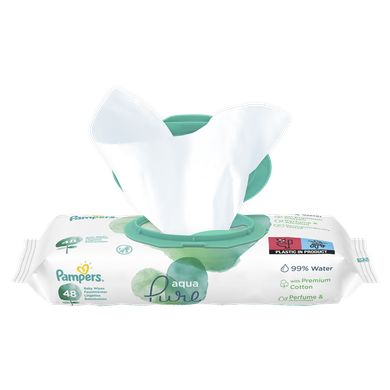 Pampers, Aqua Pure, chusteczki nawilżane, 1-48 szt.