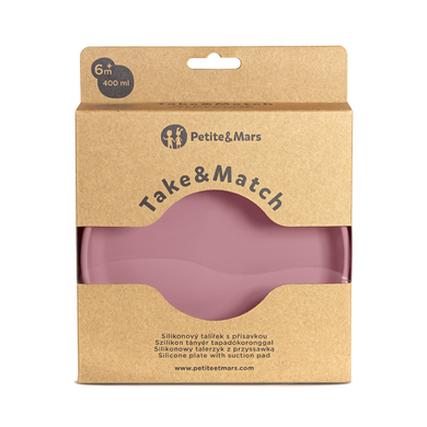 Petite&Mars, Take&Match, silikonowy talerzyk z przyssawką, Dusty Rose, 6m+