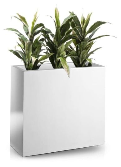 Polnix, prostokątna donica z włókna szklanego, 50-20 cm, biała