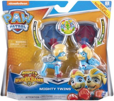 Psi Patrol, Mighty Pups, bliźniaki, 2 figurki + odznaki