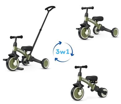 Qplay, Stager, rowerek 3-kołowy 3w1, Green
