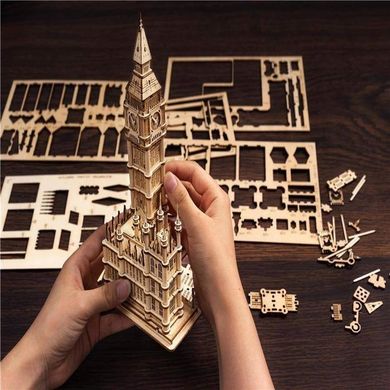 Robotime, Big Ben, puzzle drewniane 3D, LED, 220 elementów