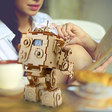 Robotime, Pozytywka LED, Steampunk Robot, drewniane puzzle 3D, 221 elementy