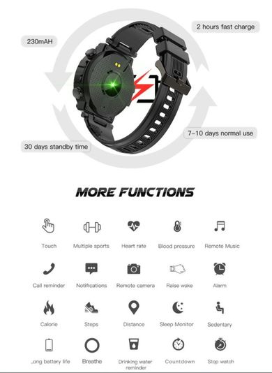 Senbono, Smartwatch D13 Smart, 1,3 IPS HD 240*240, wodoszczelny, IP68, pomiar tętna + tryb Sport + SMS