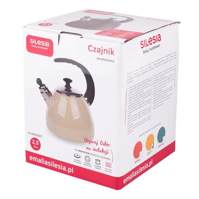 Silesia, Exotic, czajnik emaliowany, stożek, 2,5l, żółty