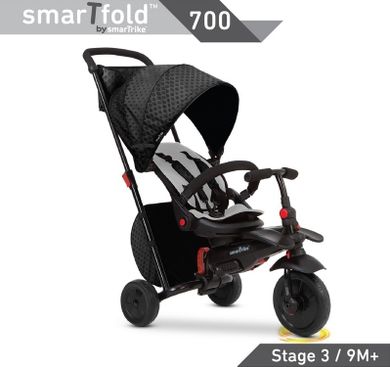 Smart Trike, Folding Trike 700 8w1, składany rowerek z funkcją spacerówki, czarny