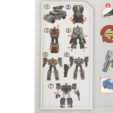 Smiki, samochód wojskowy, robot transformujący, zielony