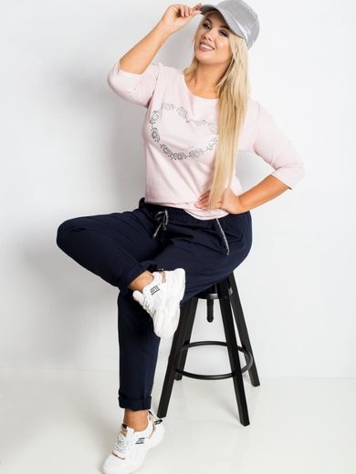 Spodnie dresowe damskie, plus size, granatowe, Relevance
