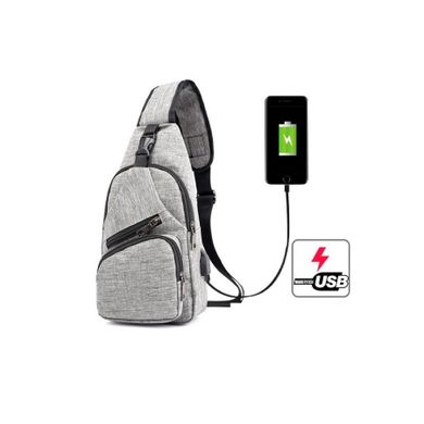 Sportowy plecak na jedno ramię, nerka z usb, niebieski