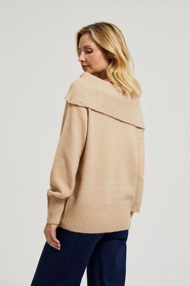 Sweter damski, beżowy, Moodo