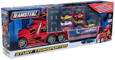 TeamsterZ, ciężarówka transporter na resoraki + 10 autek