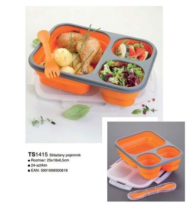Tiross, lunchbox silikonowy, 3-komorowy