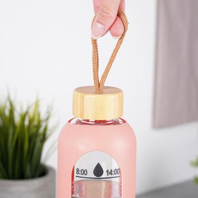 Vilde, butelka na wodę, szklana z silikonowym pokrowcem, łososiowa, 1l