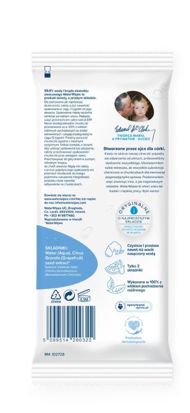 WaterWipes, BIO, chusteczki nawilżane, 28 szt.